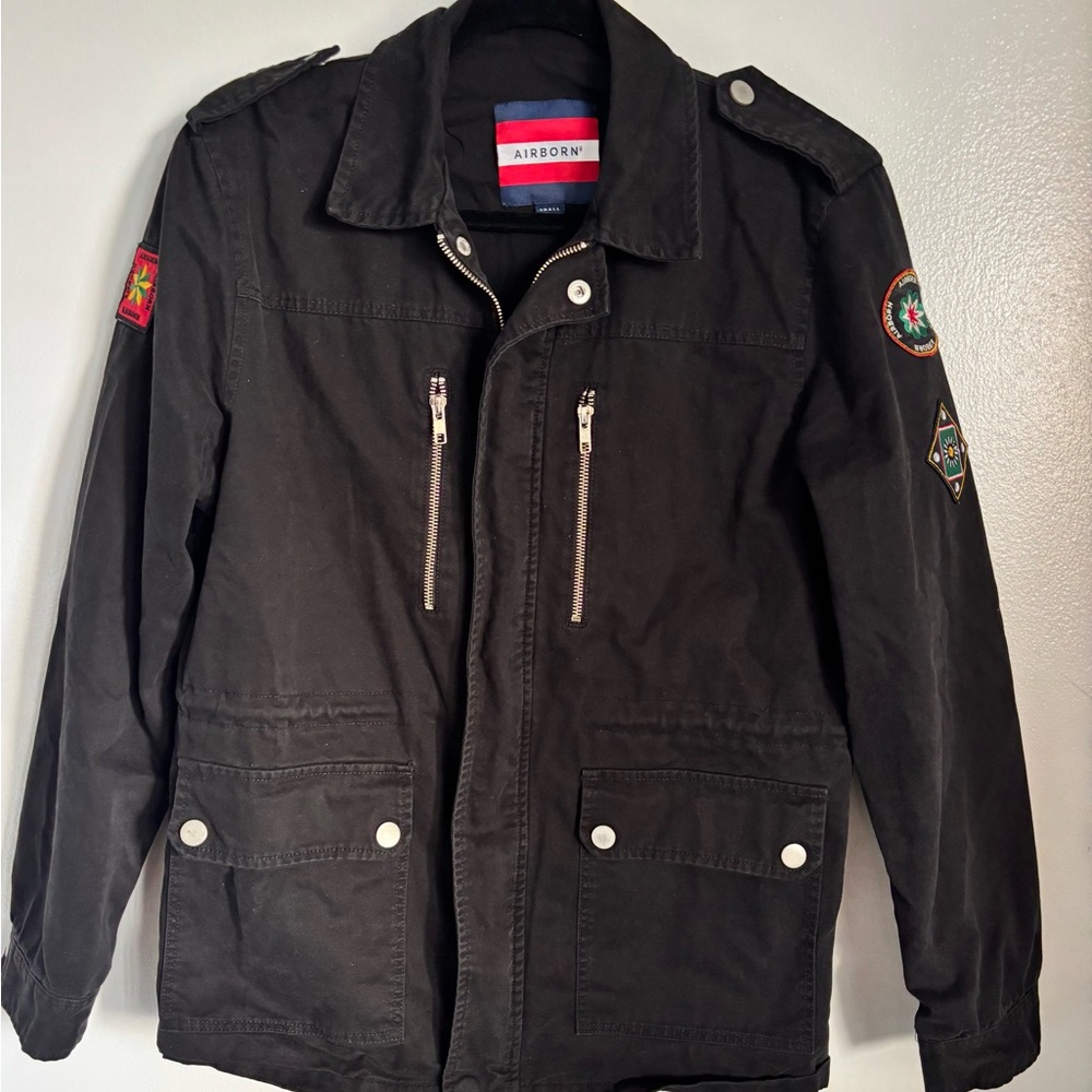 Black Men's Jacket/Parka Airborn Size Small